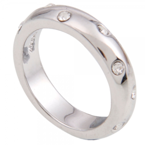 Noble Rhinestone White Ring Size 17.2mm Silver
